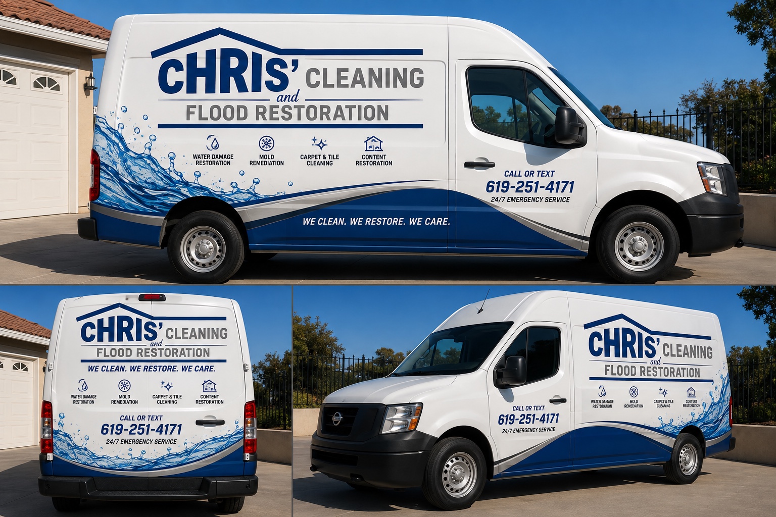 Chris' Cleaning and Flood Restoration service van