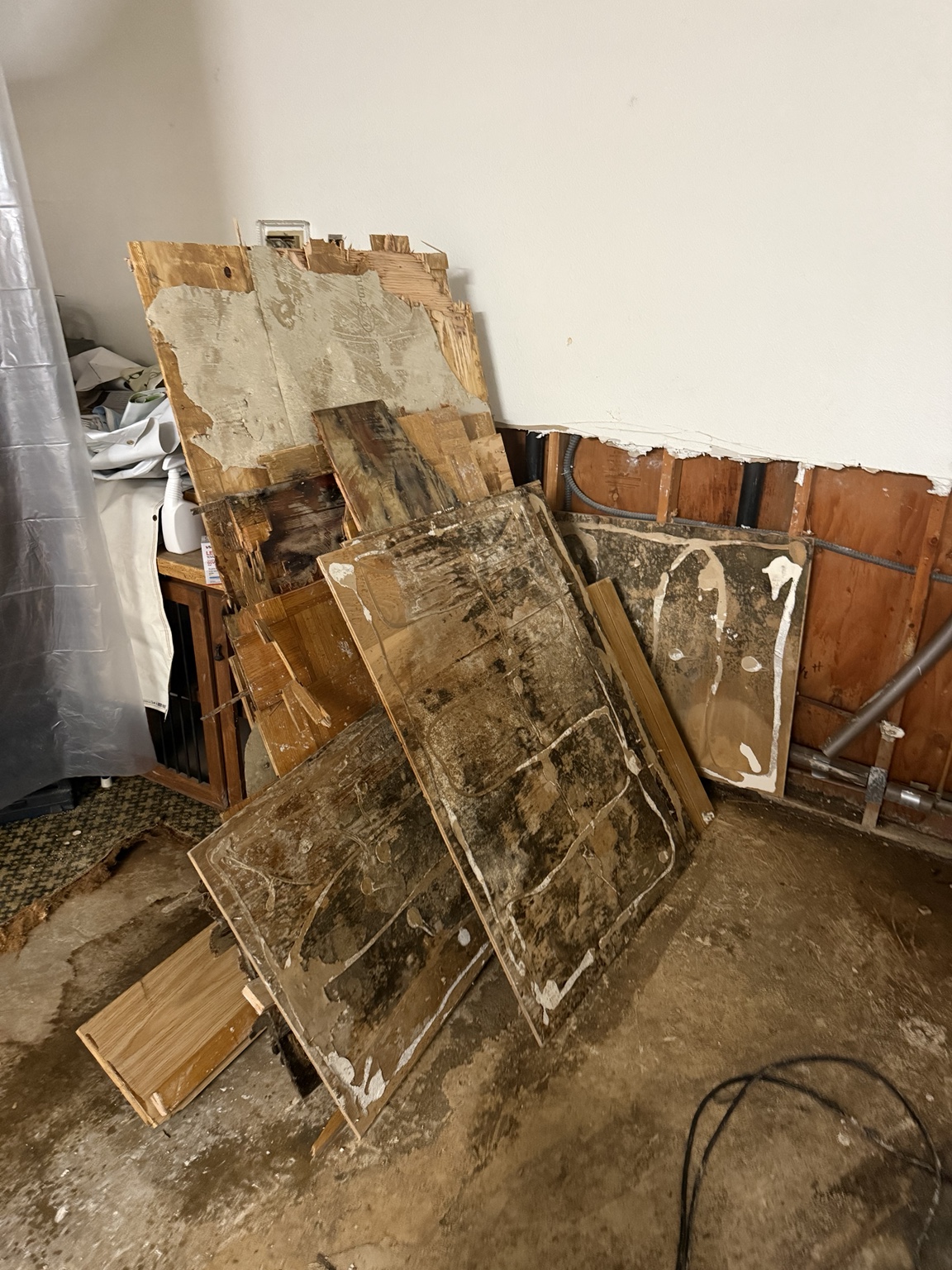 Affected building material removed during remediation